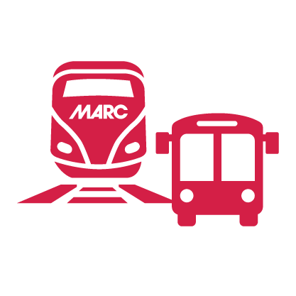 Bus and Train Icon Red