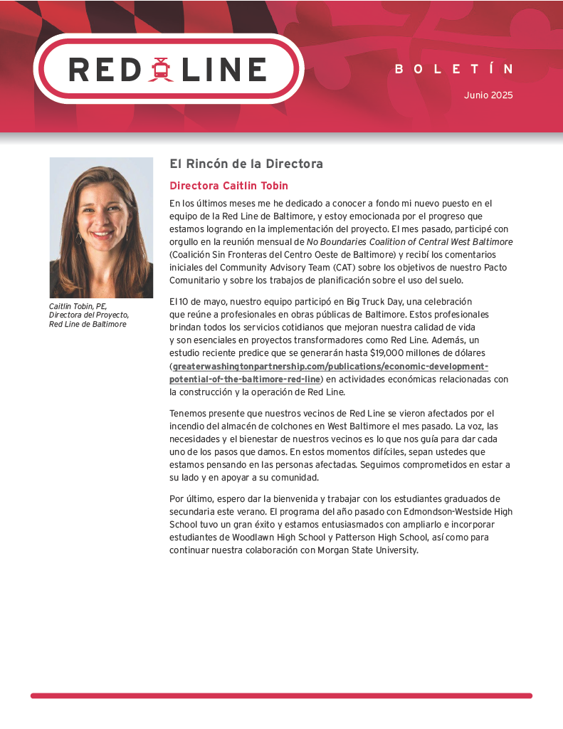 June 2025 MTA Red Line Newsletter Thumbnail in Spanish